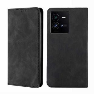 For vivo iQOO 10 Pro 5G Skin Feel Magnetic Horizontal Flip Leather Phone Case(Black)