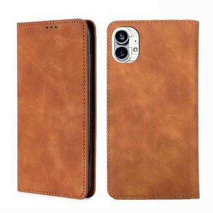 For Nothing Phone 1 Skin Feel Magnetic Horizontal Flip Leather Phone Case(Light Brown)