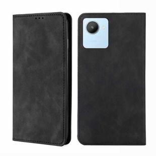 For Realme C30 4G/Narzo 50i Prime Skin Feel Magnetic Horizontal Flip Leather Phone Case(Black)