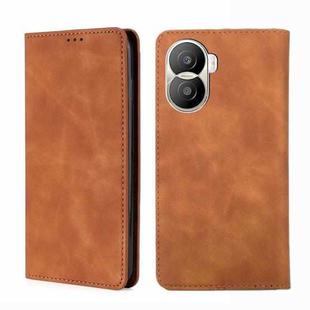 For Honor X40i Skin Feel Magnetic Horizontal Flip Leather Phone Case(Light Brown)