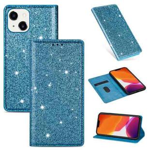 For iPhone 14 Ultrathin Glitter Magnetic Leather Case (Sky Blue)