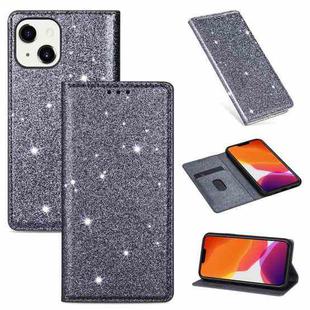 For iPhone 14 Ultrathin Glitter Magnetic Leather Case (Grey)