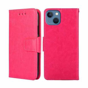 For iPhone 14 Crystal Texture Horizontal Flip Leather Phone Case (Rose Red)