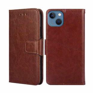 For iPhone 14 Crystal Texture Horizontal Flip Leather Phone Case (Brown)