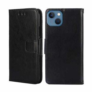 For iPhone 14 Crystal Texture Horizontal Flip Leather Phone Case (Black)