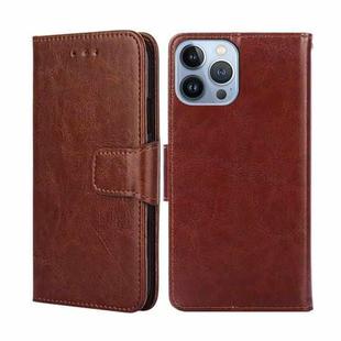 For iPhone 14 Pro Crystal Texture Horizontal Flip Leather Phone Case(Brown)