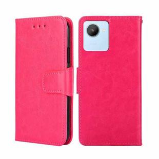 For Realme C30 4G/Narzo 50i Prime Crystal Texture Horizontal Flip Leather Phone Case(Rose Red)