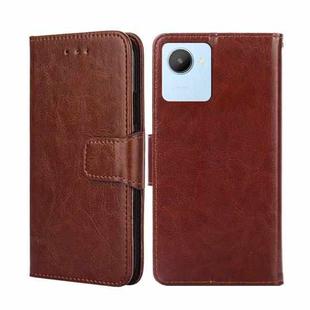 For Realme C30 4G/Narzo 50i Prime Crystal Texture Horizontal Flip Leather Phone Case(Brown)