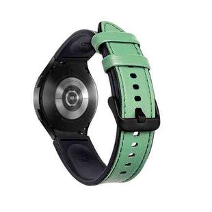 For Samsung Galaxy Watch5 Pro 45mm/5 44mm/5 40mm Silicone + Leather Black Buckle Watch Band(Cyan Green)