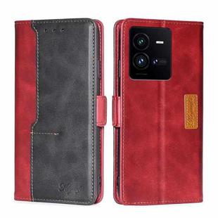 For vivo iQOO 10 Pro 5G Contrast Color Side Buckle Leather Phone Case(Red + Black)