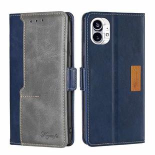 For Nothing Phone 1 Contrast Color Side Buckle Leather Phone Case(Blue + Grey)