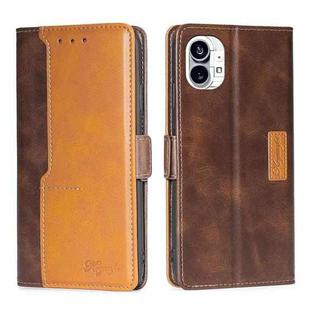 For Nothing Phone 1 Contrast Color Side Buckle Leather Phone Case(Dark Brown + Gold)