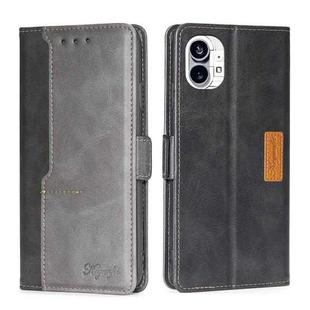 For Nothing Phone 1 Contrast Color Side Buckle Leather Phone Case(Black + Grey)