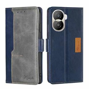 For Honor X40i Contrast Color Side Buckle Leather Phone Case(Blue + Grey)