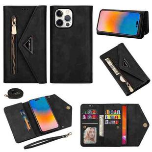 For iPhone 14 Pro Skin Feel Zipper Horizontal Flip Leather Case(Black)