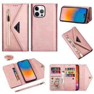 For iPhone 14 Pro Max Skin Feel Zipper Horizontal Flip Leather Case(Rose Gold)