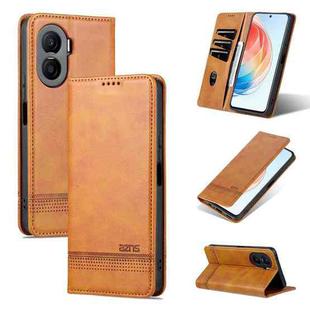 For Honor X40i AZNS Magnetic Calf Texture Flip Leather Phone Case(Light Brown)