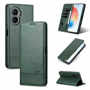 For Honor X40i AZNS Magnetic Calf Texture Flip Leather Phone Case(Dark Green)