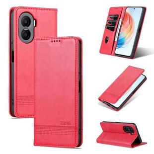 For Honor X40i AZNS Magnetic Calf Texture Flip Leather Phone Case(Red)