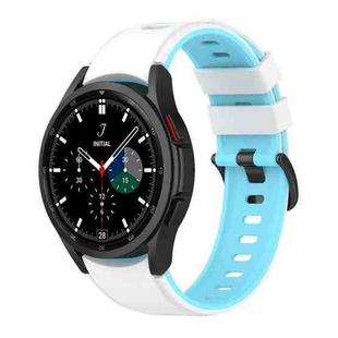 For Samsung Galaxy Watch5 Pro 45mm/5 44mm/5 40mm Two-color Silicone Strap Watch Band(White Sky Blue)
