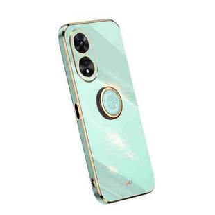 For OPPO A97 5G XINLI Straight Edge Electroplate TPU Phone Case with Ring(Mint Green)