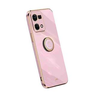 For OPPO Reno7 4G XINLI Straight Edge Electroplate TPU Phone Case with Ring(Cherry Purple)