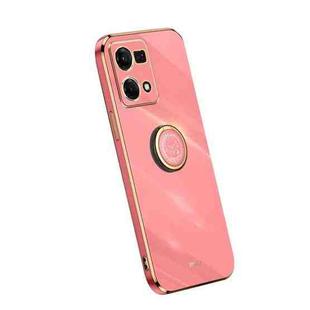 For OPPO Reno7 4G XINLI Straight Edge Electroplate TPU Phone Case with Ring(Hawthorn Red)