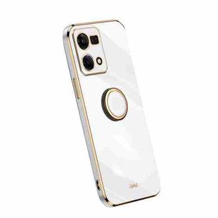 For OPPO Reno7 4G XINLI Straight Edge Electroplate TPU Phone Case with Ring(White)