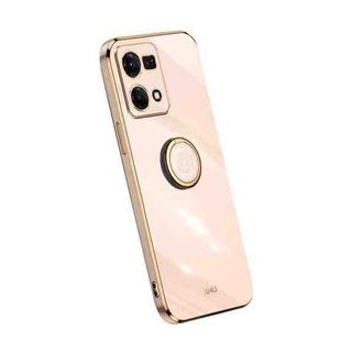 For OPPO Reno7 4G XINLI Straight Edge Electroplate TPU Phone Case with Ring(Pink)