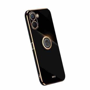 For Realme V20 5G XINLI Straight Edge Electroplate TPU Phone Case with Ring(Black)