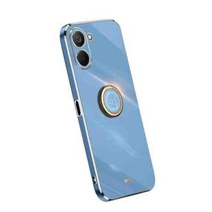 For Realme V20 5G XINLI Straight Edge Electroplate TPU Phone Case with Ring(Celestial Blue)