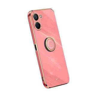 For Realme V20 5G XINLI Straight Edge Electroplate TPU Phone Case with Ring(Hawthorn Red)