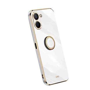 For Realme V20 5G XINLI Straight Edge Electroplate TPU Phone Case with Ring(White)