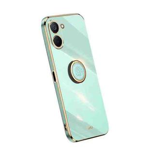 For Realme V20 5G XINLI Straight Edge Electroplate TPU Phone Case with Ring(Mint Green)