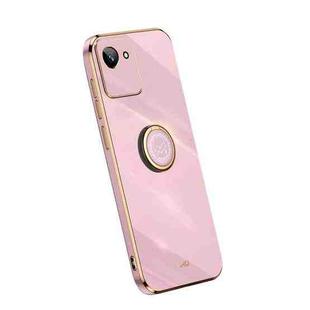 For Realme C30 XINLI Straight Edge Electroplate TPU Phone Case with Ring(Cherry Purple)