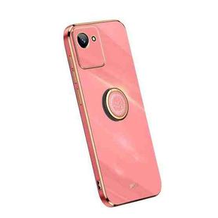 For Realme C30 XINLI Straight Edge Electroplate TPU Phone Case with Ring(Hawthorn Red)