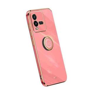 For vivo iQOO 10 XINLI Straight Edge Electroplate TPU Phone Case with Ring(Hawthorn Red)