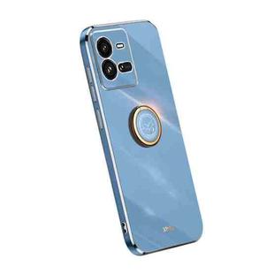 For vivo iQOO 10 Pro XINLI Straight Edge Electroplate TPU Phone Case with Ring(Celestial Blue)