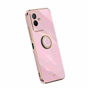 For vivo T2x 5G XINLI Straight Edge Electroplate TPU Phone Case with Ring(Cherry Purple)