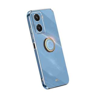 For vivo Y77 5G XINLI Straight Edge Electroplate TPU Phone Case with Ring(Celestial Blue)