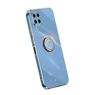 For Samsung Galaxy M32 4G XINLI Straight Edge Electroplate TPU Phone Case with Ring(Celestial Blue)