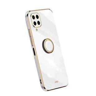 For Samsung Galaxy M32 4G XINLI Straight Edge Electroplate TPU Phone Case with Ring(White)