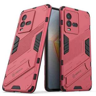 For vivo iQOO 10 PC + TPU Shockproof Case with Invisible Holder(Light Red)