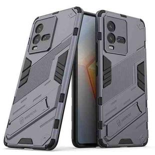 For vivo iQOO 10 PC + TPU Shockproof Case with Invisible Holder(Grey)