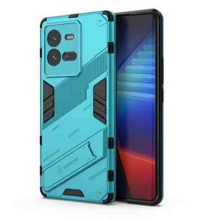For vivo iQOO 10 Pro 5G PC + TPU Shockproof Case with Invisible Holder(Blue)