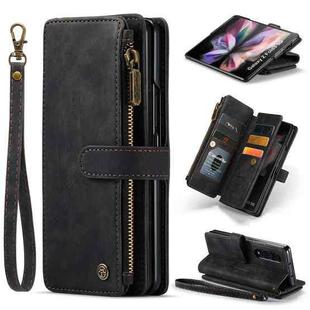 For Samsung Galaxy Z Fold4 5G CaseMe C30 Multifunctional Card Slots Zipper Phone Leather Phone Case(Black)