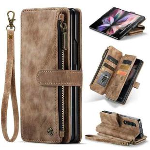 For Samsung Galaxy Z Fold4 5G CaseMe C30 Multifunctional Card Slots Zipper Phone Leather Phone Case(Brown)