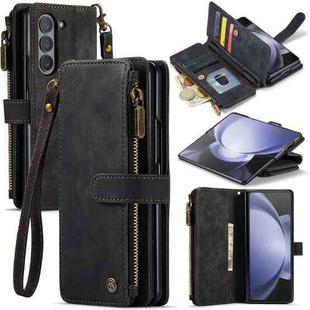 For Samsung Galaxy Z Fold5 CaseMe C30 Multifunctional Card Slots Zipper Phone Leather Phone Case(Black)