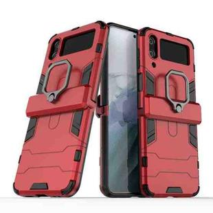 For Samsung Galaxy Z Flip4 PC + TPU Shockproof Protective Phone Case with Magnetic Ring Holder(Red)
