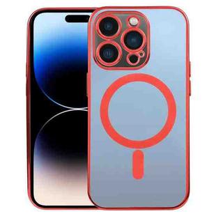 For iPhone 14 Pro Max MagSafe Electroplating Straight TPU Phone Case (Red)